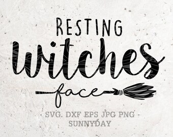 休息中の魔女の顔 SVG ファイル 魔女 DXF シルエット プリント ビニール Cricut カッティング SVG T シャツ デザイン 手書き svg ハッピーハロウィン ほうき魔女