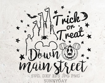 Trick oder behandeln Down Main Street Svg, Halloween Svg Datei DXF Silhouette Druck Cricut Schneiden SVG T Shirt Design SVG, nicht so beängstigend