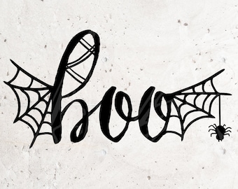 boo Svg,Halloween SVG,spooky Svg File DXF Silhouette Print Vinyl Cricut Cutting SVG T shirt Design Iron on Svg Dxf spider web