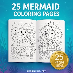 25 páginas para colorear de sirenas: Escenas submarinas únicas y paisajes fantásticos (Descarga PDF)