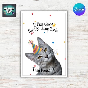 Funny Cat Birthday Card: Sarcastic Feline Design (Instant Download)