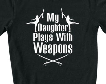 My Daughter Plays With Weapons, Double-Sided Color Guard T Shirt, Guard Mom
