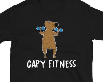 Capy Fitness Funny Capybara Cartoon Working Out Weightlifting T-shirt