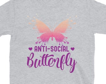 Pretty Anti-Social Butterfly T-shirt - Funny Introvert Gift