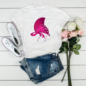 Brustkrebs TShirt, Rosa Schmetterlingsband, Rosa Band, Schmetterling Liebhaber, Rosa Oktober, Rosa Schmetterling TShirt, Geschenk für Schmetterling Liebhaber
