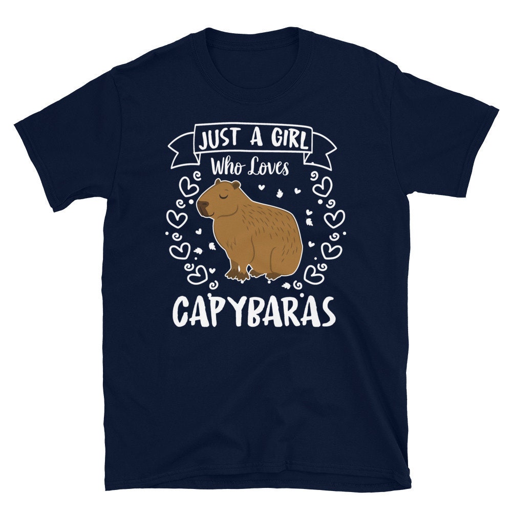 Borsa Per Trucco Capybara - Scritta 'Just A Girl Who Loves Capybara', Tela, 22,9x17,8 Cm, Bianco Sporco