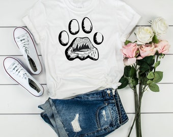 Camping Shirt, Camping With My Dog, Dog Camp Shirt, Dog Owner Camping, Dog Paw Nature , Camper's Gift, Dog Camping, Dog and Girl Camping