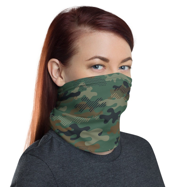 Camo Neck Gaiter For Men Green Camouflage Classic Guys Face Etsy