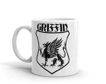 Griffin Last Name Coffee Mug, Coat of Arms Gift