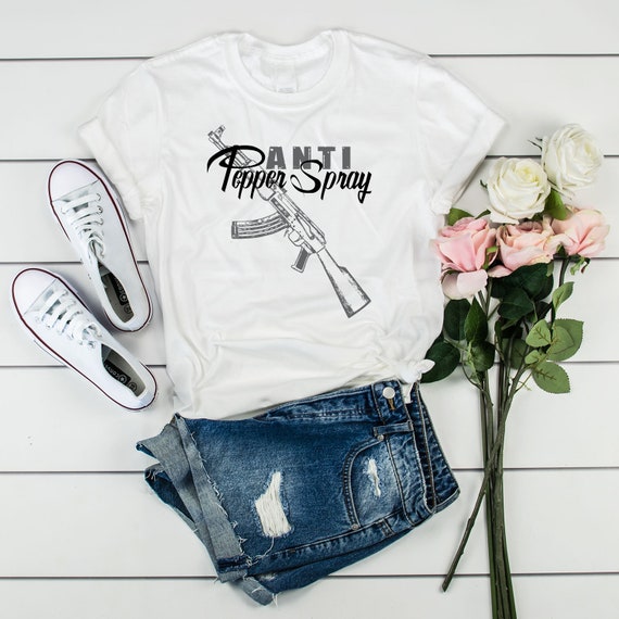 AK-47 Rifle Anti Pepper Spray Gun T-shirt, Anti Pepper Spray Girl