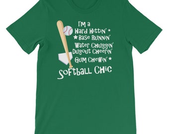 Camisa de jogador de softball, chique de softball, coisas de softball, camiseta de softball, presente de softball, softball, softball para menina, camiseta engraçada de softball
