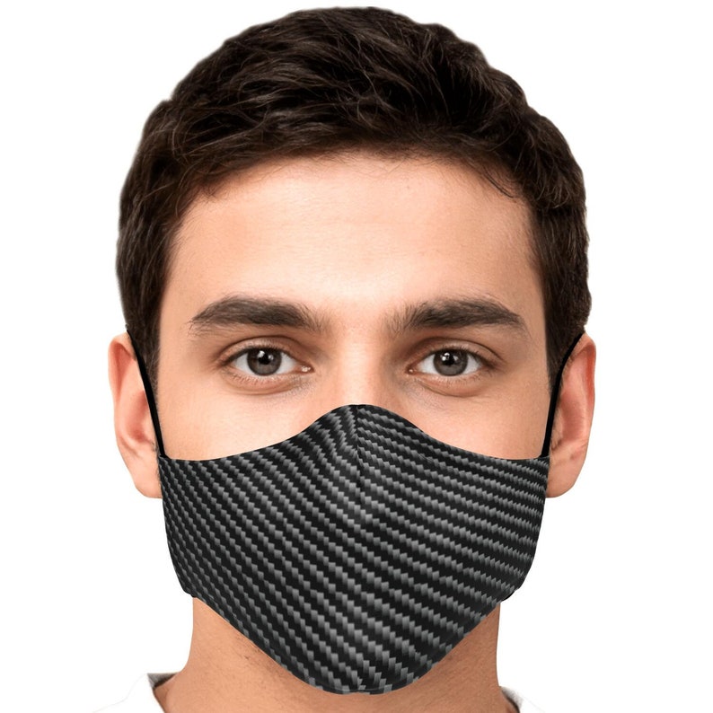 Carbon Fiber Black Men's Face Mask Simple Design Over Etsy