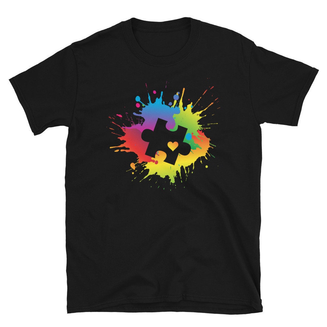 Autism Awareness Puzzle Colorful Rainbow Splatter Gift, Autistic Child ...