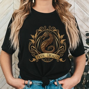 Book Dragon Chemise unisexe, Book Lover Tee, Bookish Merch, Fantasy, Romantasy, Conte de fées, Shadow Daddy, Bonded, Dragon Rider, Hommes, Femmes