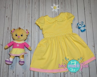 Daniel Tiger Baby Margaret Dress & Hair Clip, Size 3m to Big Girl 12, Halloween, Birthday, Pretend Play, Baby Margaret Yellow Costume Dress