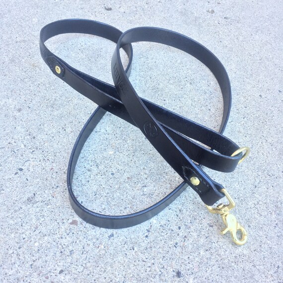 Black Leather Dog leash 6 Foot Brass Trigger Snap Strong Leash Etsy