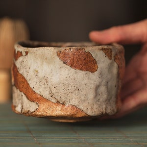 Wood fired Tea Bowl Chawan Matcha Anagama Kiln Hand formed with Chino glaze Japanese Styled Tea Ceremony image 4