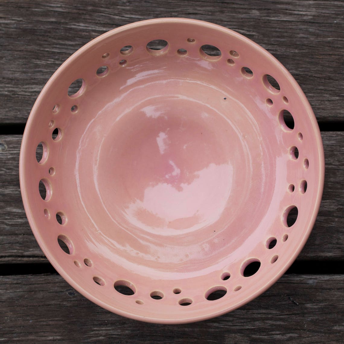 Decorative ceramic bowl with pierced rim Ceramic fruit bowl Etsy