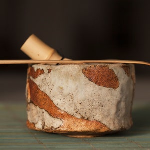 Wood fired Tea Bowl Chawan Matcha Anagama Kiln Hand formed with Chino glaze Japanese Styled Tea Ceremony image 1