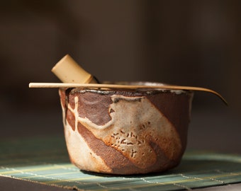 Hand formed Chawan Wood fired with Chino Glaze Tea Bowl Anagama Kiln Japanese Styled Tea Ceremony