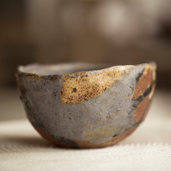 Tea Bowl Wood fired Chawan Anagama Kiln Hand formed with Chino Glaze Japanese Styled Tea Ceremony