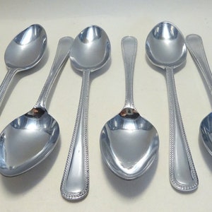 Vintage Coffee Spoons, Set of 6, Bead Pattern, Coffee or Demitasse Spoons, Vintage Flatware, Table Addition, Tableware