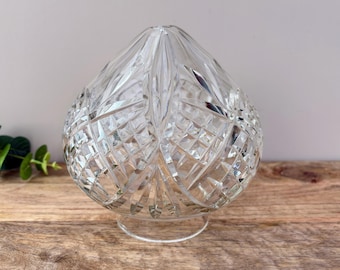 Vintage Cut Glass Lamp Shade, Ceiling Light Replacement, Prismatic Design