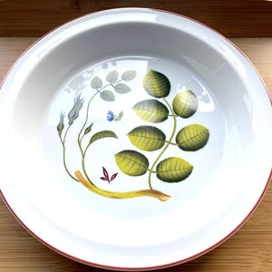 Large Royal Worcester Blind Earl Rimmed Serving Bowl, 10.5ins, Not Raised, Brown Trim, Good Condition