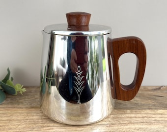 Sona Coffee Pot, Mid Century, Leaf Pattern, Wood Handle Teaware