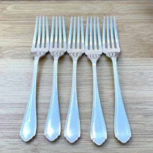 Vintage Silver Plated Dessert/Salad Forks, 1920, Set of 5, J R & W Laing, Glasgow, Vintage Flatware, Silver Plated Cutlery