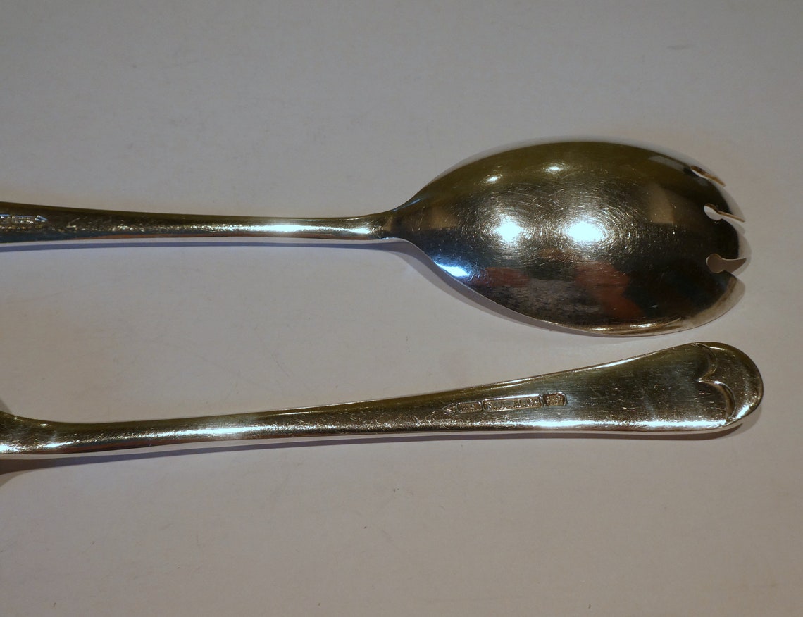 Vintage EPNS Silver Plated Salad Servers Old English Pattern Etsy