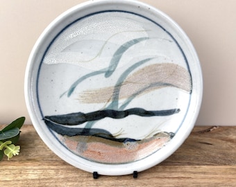 Highland Stoneware Plate, Hand Painted, Scottish Studio Pottery, 7ins