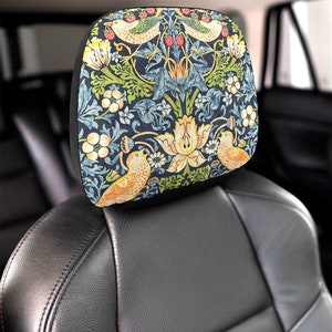 William Morris Strawberry Thief Car Headrest Covers: Floral Neosupreme (Set of 2)