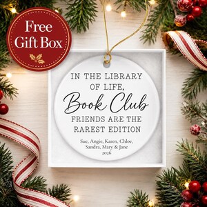 Book Club Ornament, 3-Inch Ceramic Keepsake with Personalized Names and Date