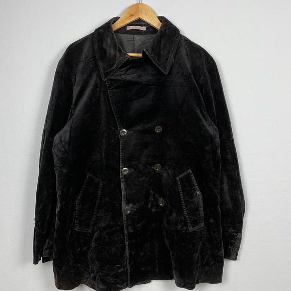 Vintage Paul Smith Velvet Leather Double Breasted Jacket Xlarge Paul Smith Casualwear Unisex Outerwear Winter Black  Jacket Size XL