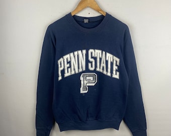 Vintage 90er Jahre Penn State University Pull Over Sweatshirt Groß 1990er Pennsylvania University Crewneck Sweatshirt Blau Größe L