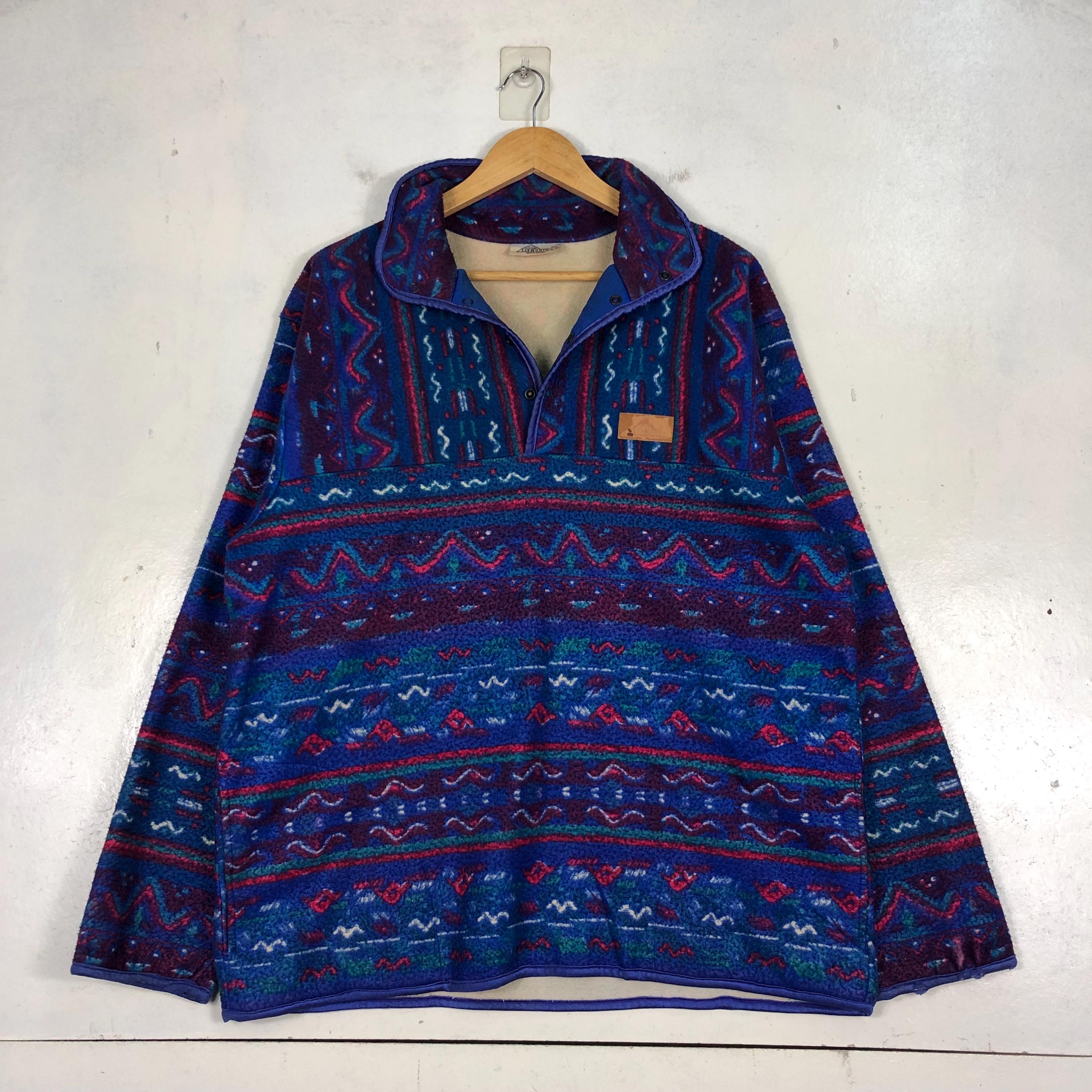 Vintage Liamonte Design Fleece Jacket Large Crazy Design Sweater