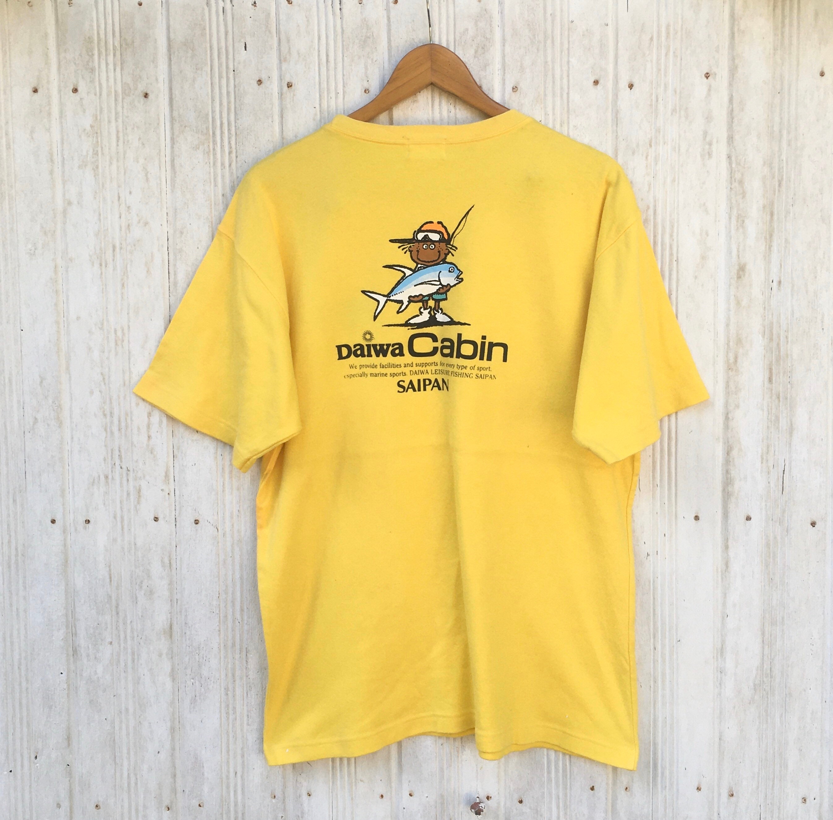 Vintage Daiwa Cabin Saipan Daiwa Leisure Fishing Saipan Top Tees Tshirt  Size L -  UK