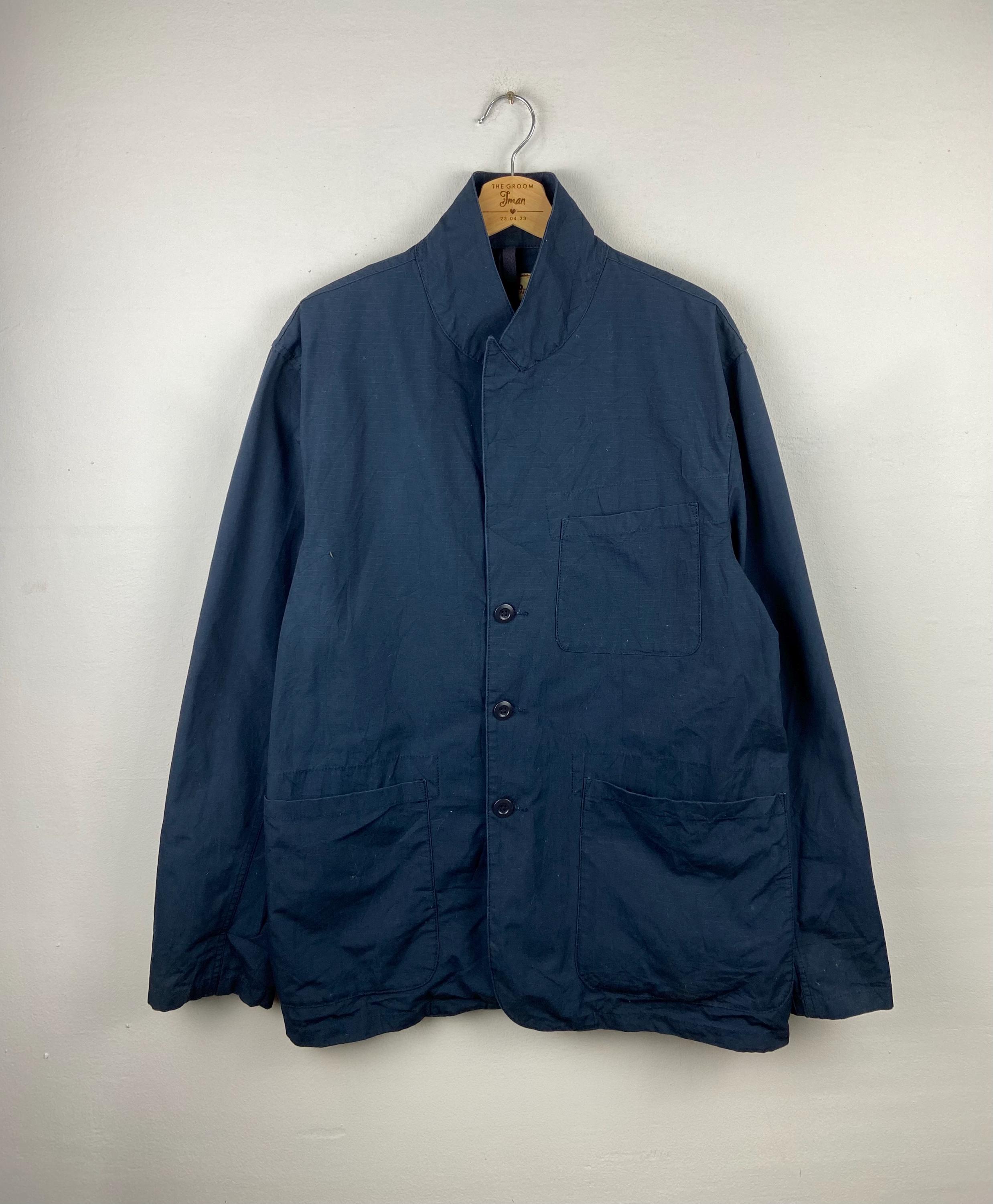 Nigel Caborn Work Jacket Outfits Casual Nigel Cabourn Large Lybro Chore HBT Chore Jacket Blue Size L