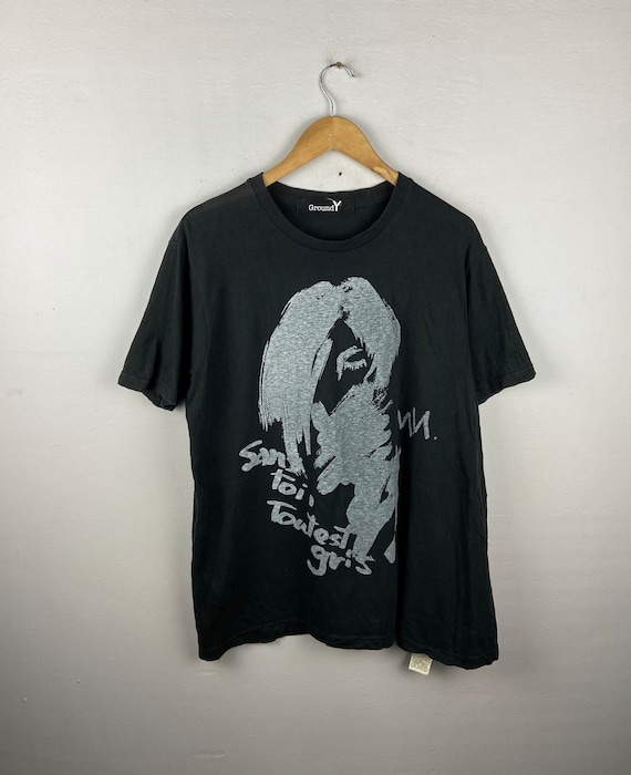 Tシャツ・カットソー Yohji Yamamoto BLACK Ground Y LOGO GRAPHIC PRINT T-SHIRT Yohji Yamamoto Ground Y Japanese Brand Designer Tshirt Black