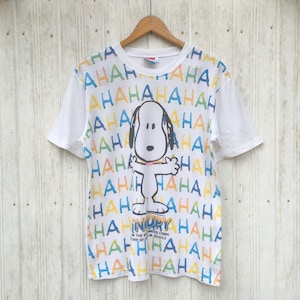 Vintage 90s Peanuts White Tshirt Medium Snoopy Cool Joe Woodstock Cartoon Snoopy Comic Strip Charles M.Schulz Top Tees Tshirt Size M
