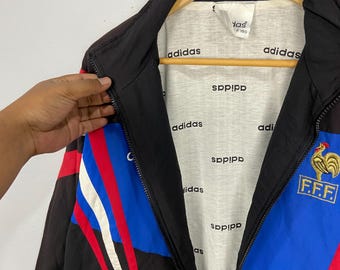 【USED】 adidas FRANCE jacket 90s L Vintage Adidas France 1990s Windbreaker Bomber Large Iconic Zidane