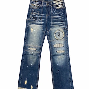 Tokyo Underground Japan Patches Distressed Punk Design Sedionaries Japanse spijkerbroek maat 31