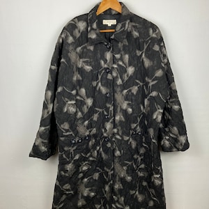 Vintage Manica Japanese Brand Design Floral Gorgeous Elegant Overcoat Womenwear  Black Jacket Size L