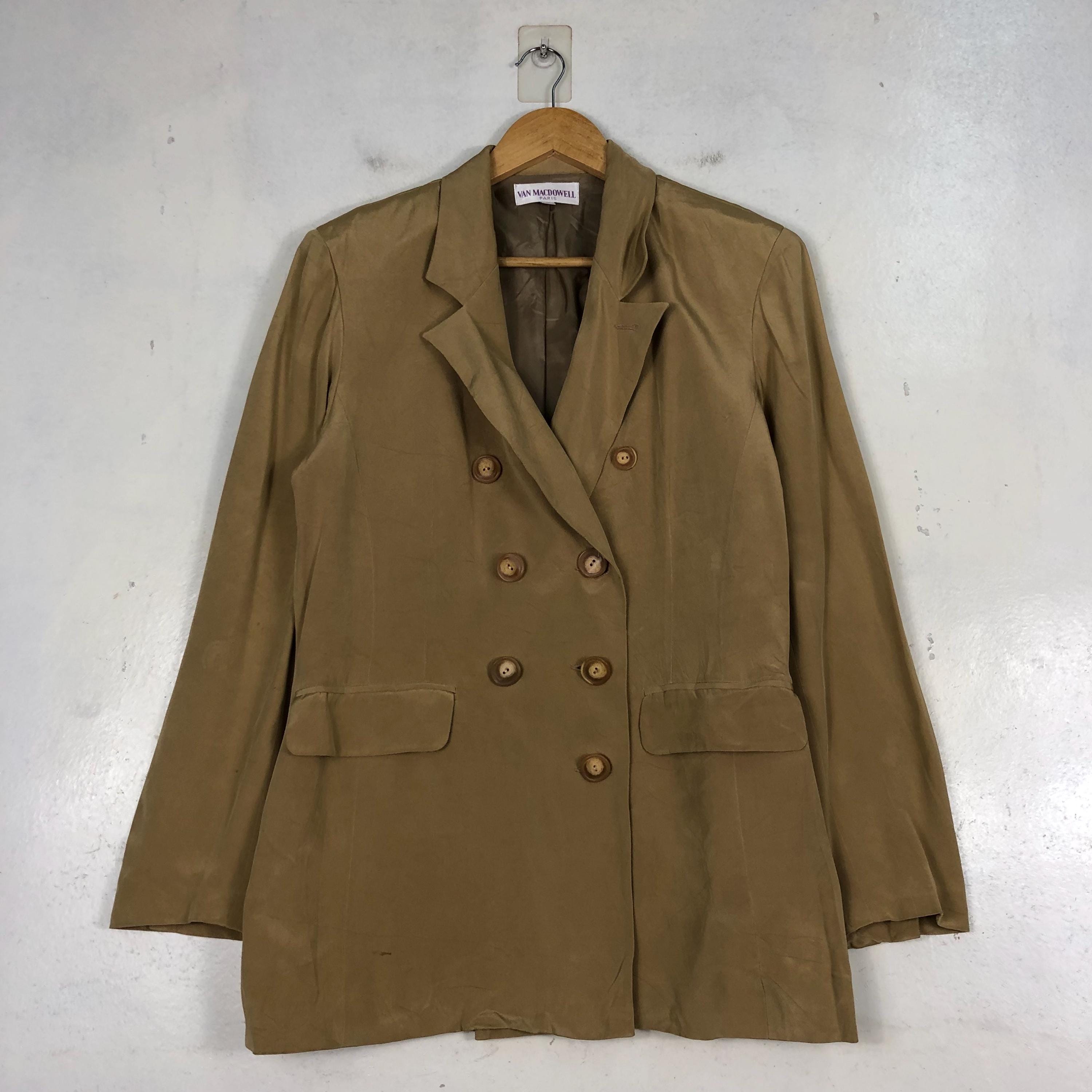 Vintage Van Macdowell Paris Double Breasted Elegant Stylish Minimalist Medium Longcoat Overcoat Brown Size M