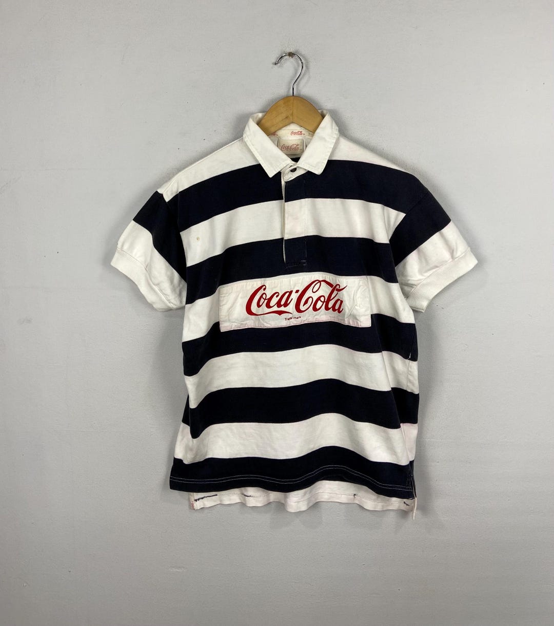 Vintage Coca Cola Polo Rugby Shirt Large 1990's Carbonated Usa