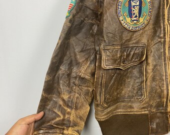 Vintage Type A-2 Flyers Leather Jacket Large 1990s A-2