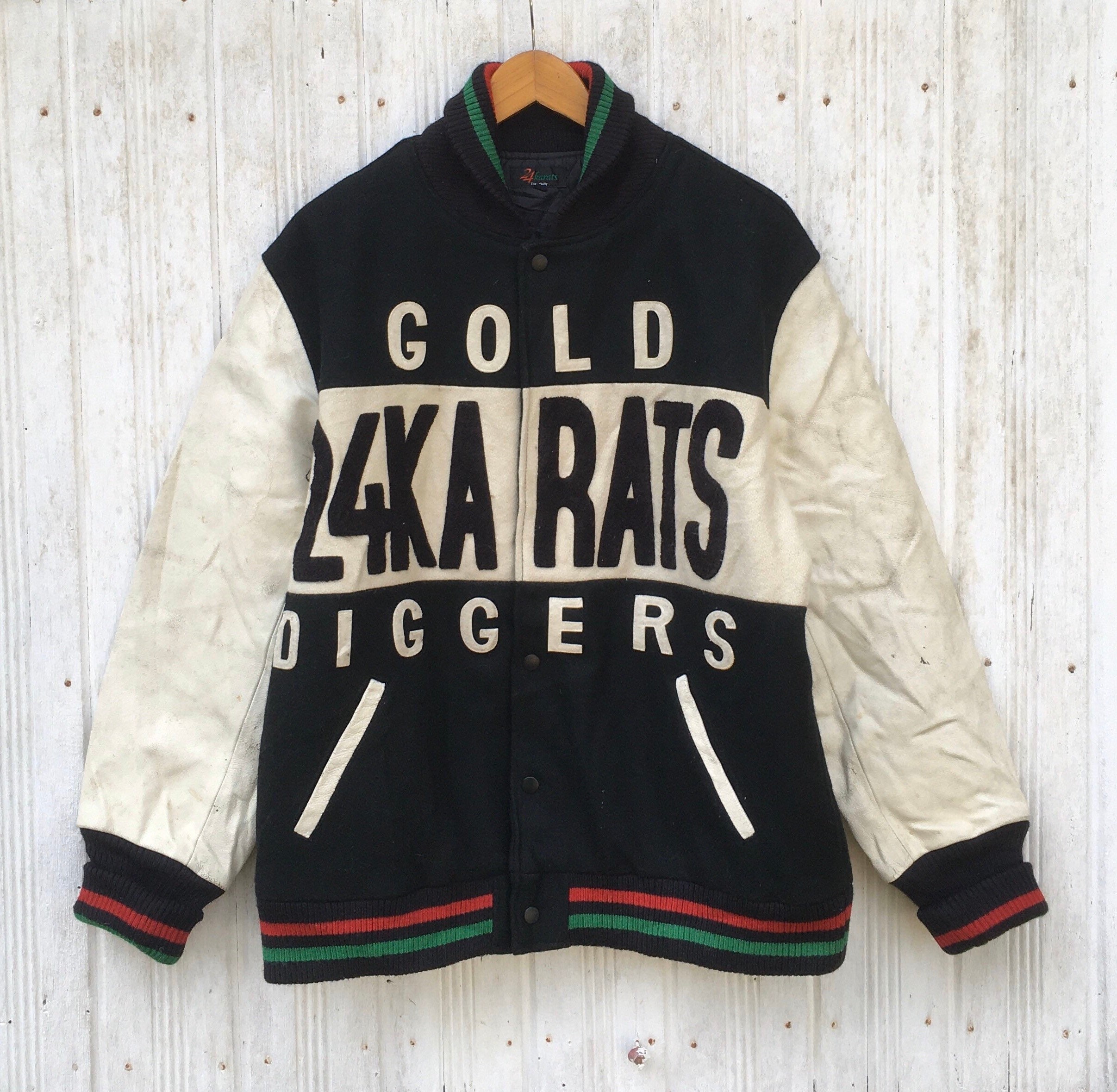 Vintage  Karats Gold Diggers Varsity Leather/wool/spell Out