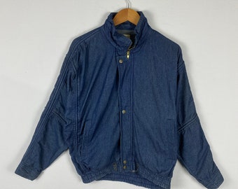 Rare Vintage 80s Atsuki Onishi Pleated Indigo Denim Bomber Jacket