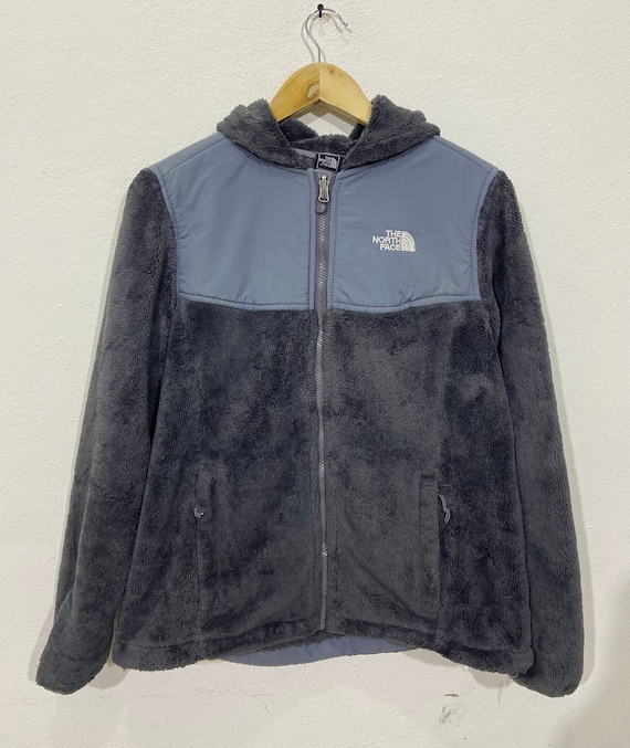 Gray fuzzy north face deals jacket